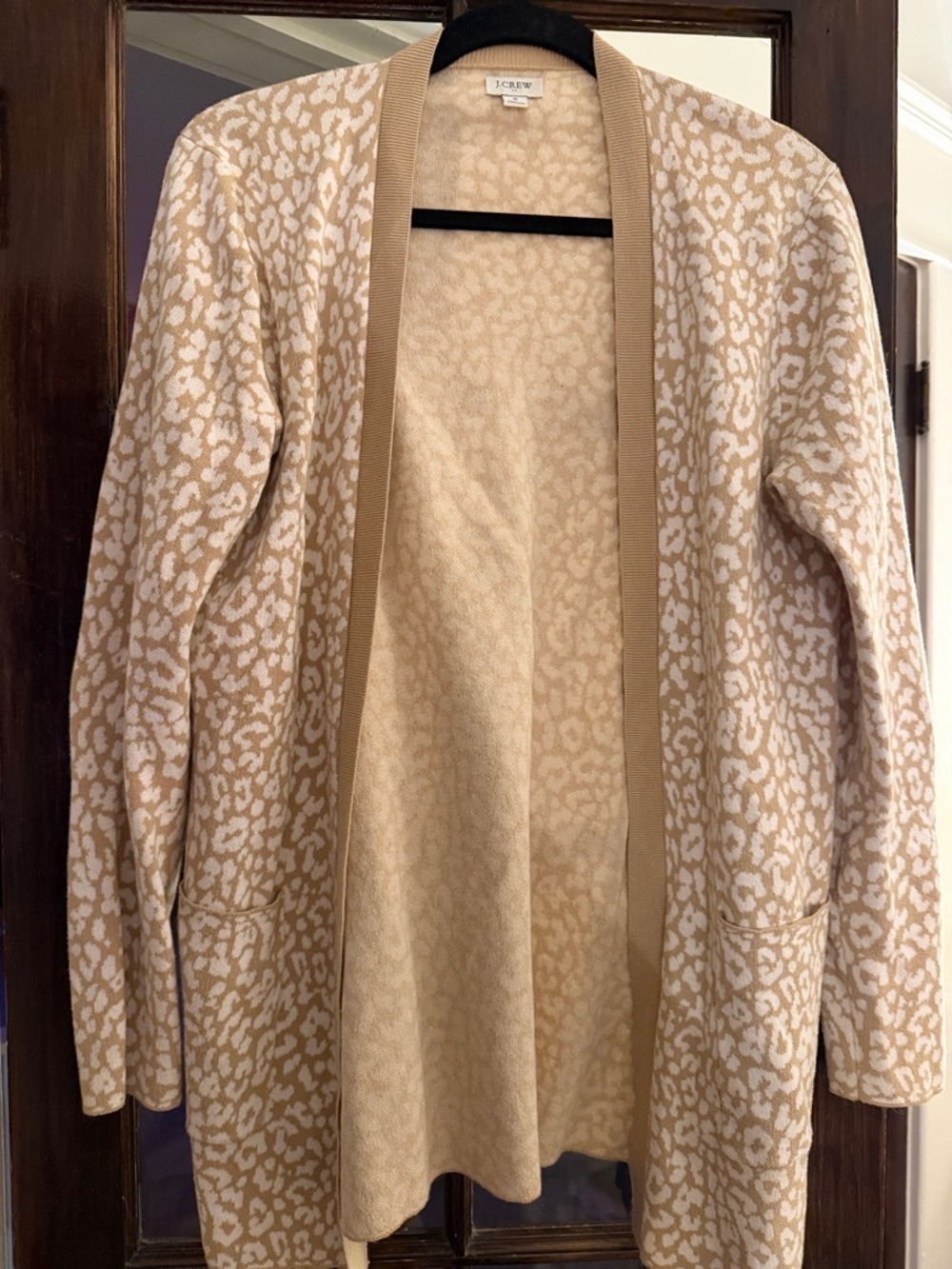 J. Crew Beige & Cream Leopard-Print Open Cardigan